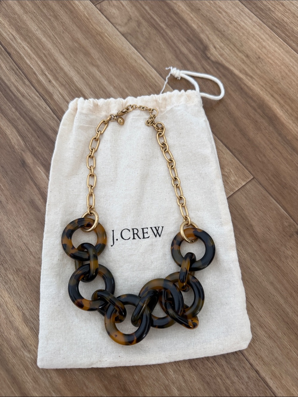 J. Crew Tortoiseshell Link Necklace with Gold Chain